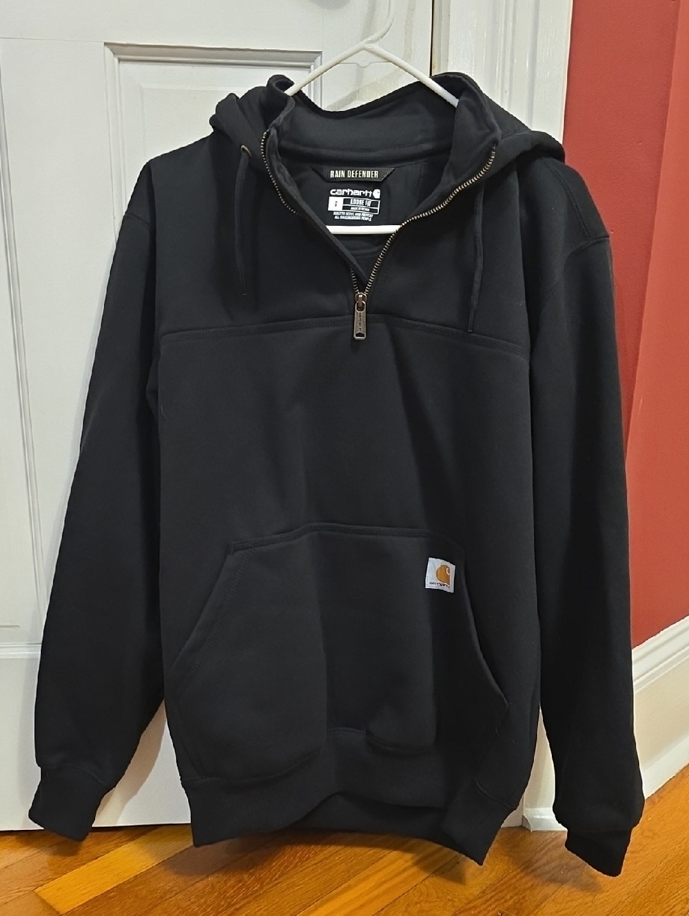 Brand New Never Worn Carhartt Black Hooded Quarter-Zip Workwear Pullover